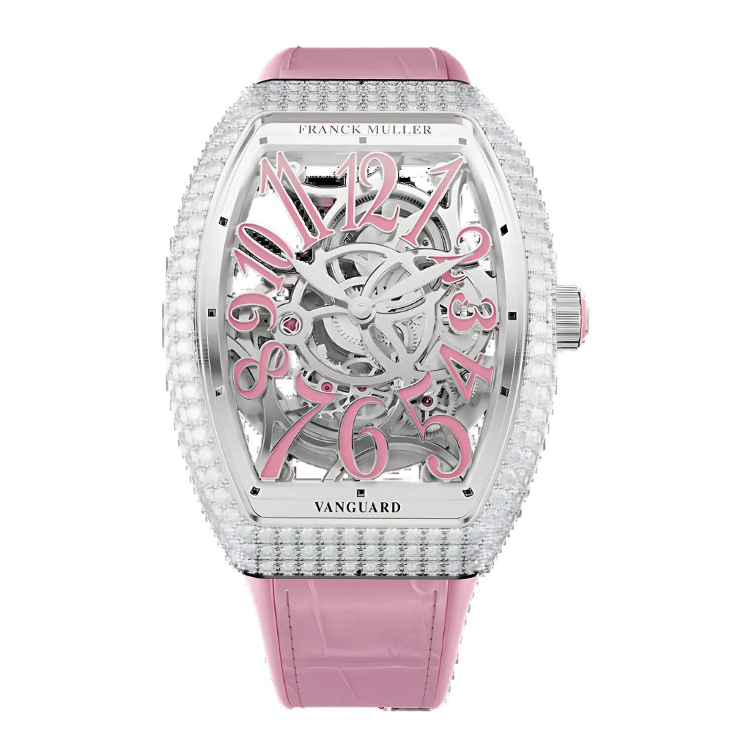 Franck Muller Vanguard Lady Slim Skeleton V35 Pink Steel Diamond