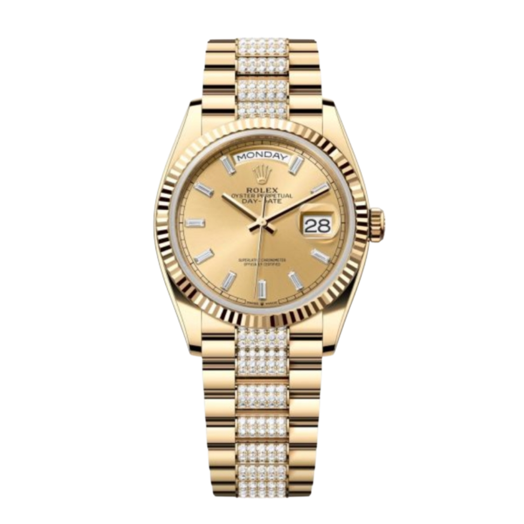 Rolex Day-Date 36 128238 Mặt Số Vàng Dây Kim Cương - The Empire