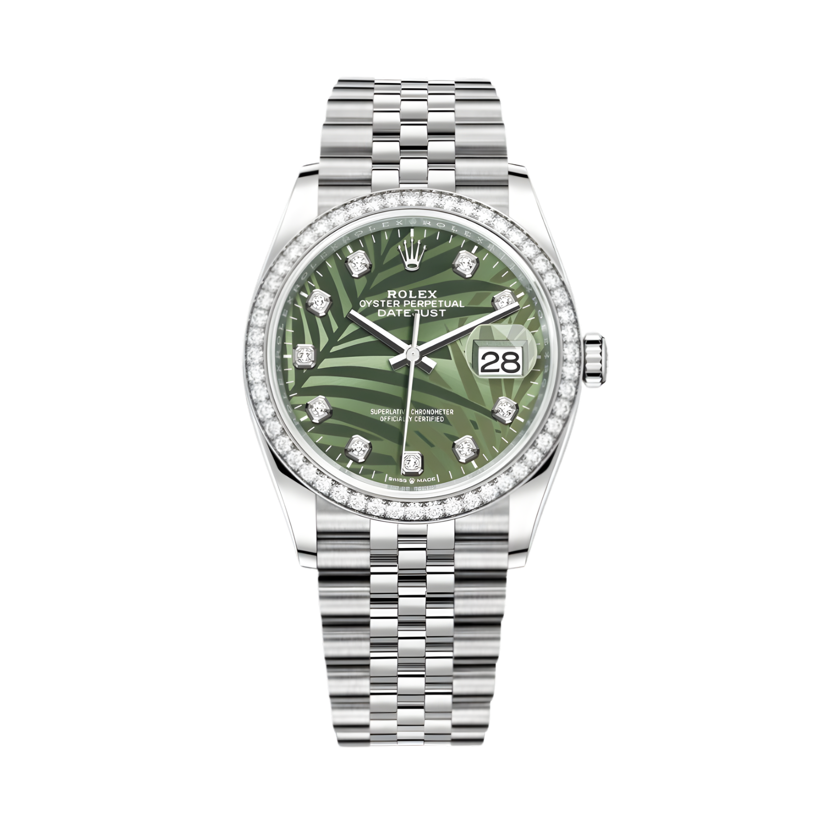 Rolex Datejust 36 126284RBR-0047 Mặt Số Lá Cọ Xanh